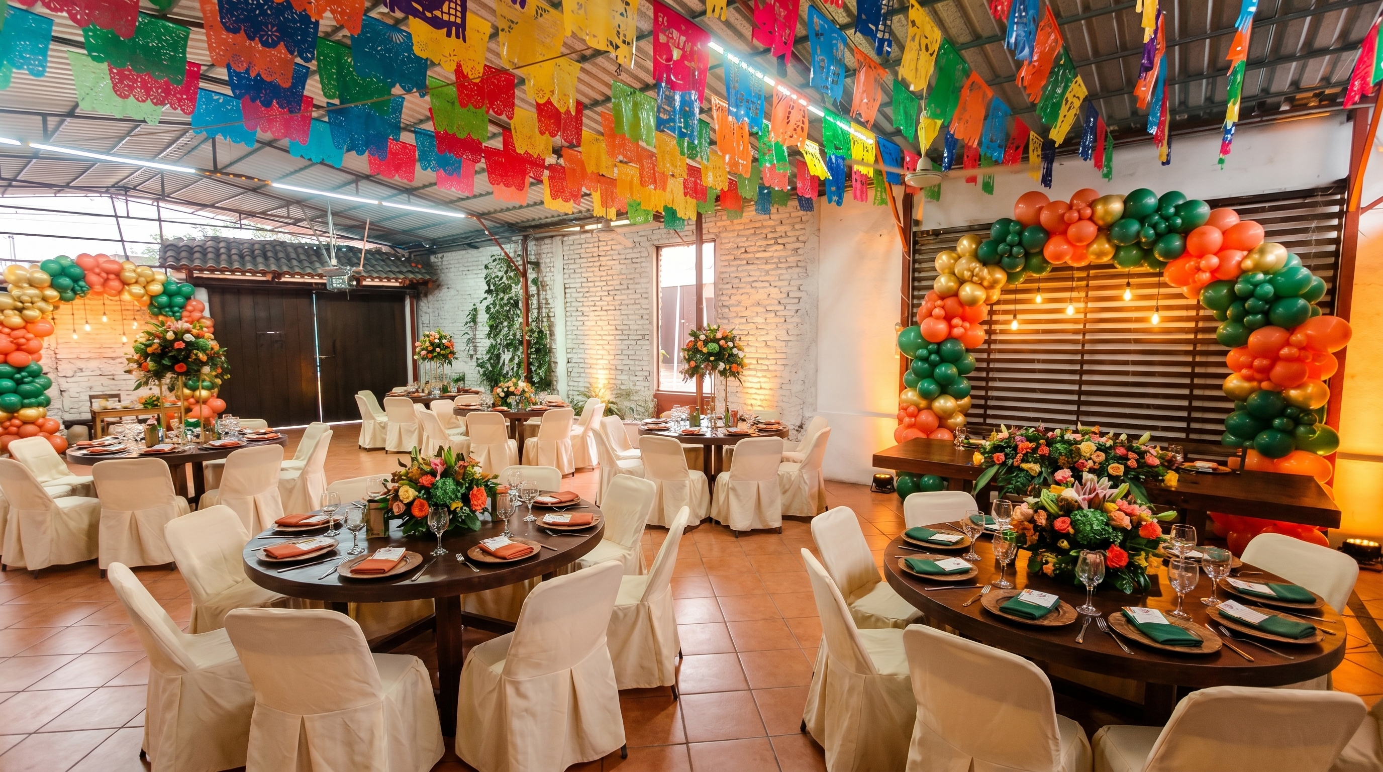 Decoración festiva con papel picado
